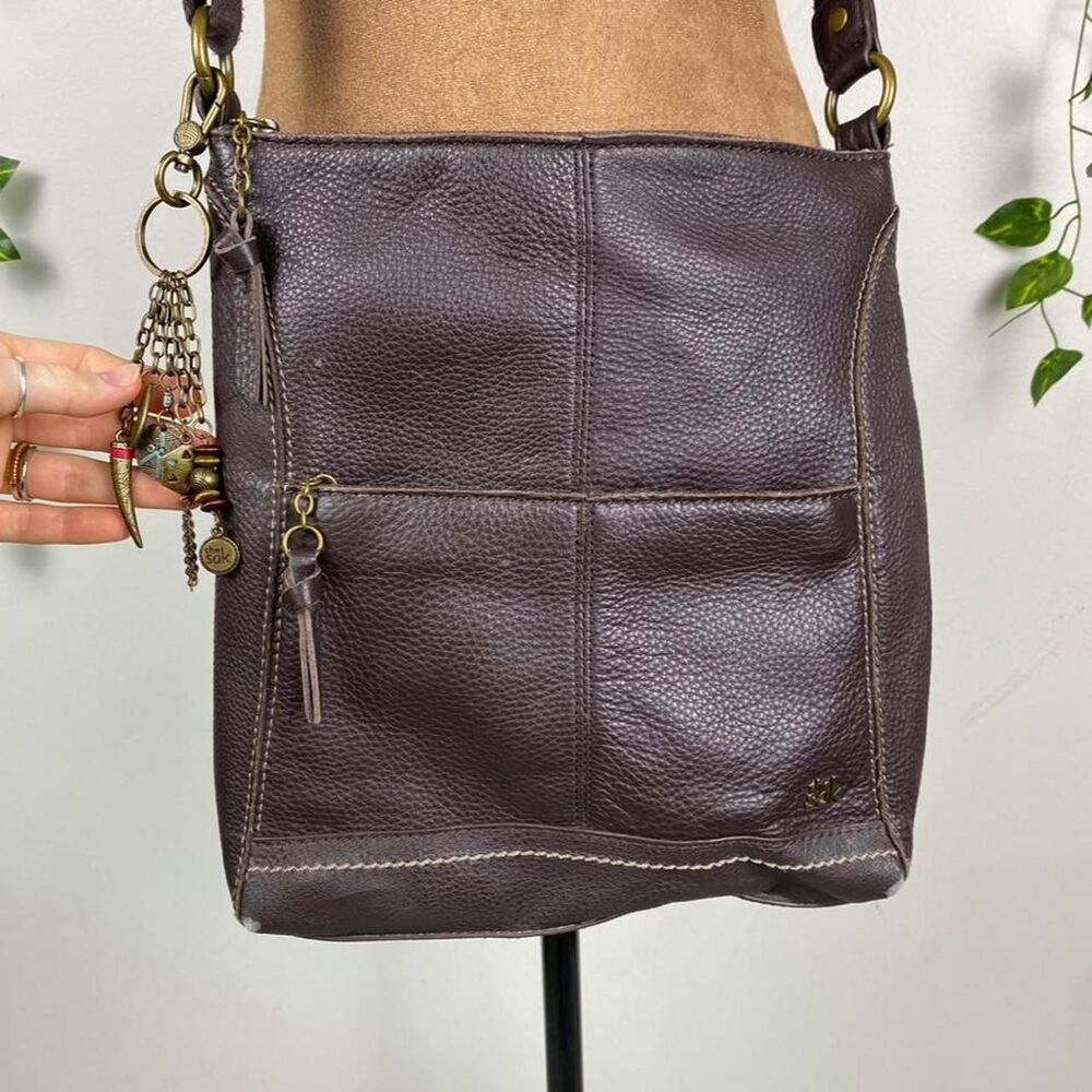 The Sak Brown leather crossbody bag brassy eclectic boho pebbled fairy cottage